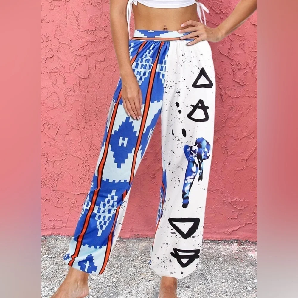 Boho African Print Harem Pants with Pockets – Size Small